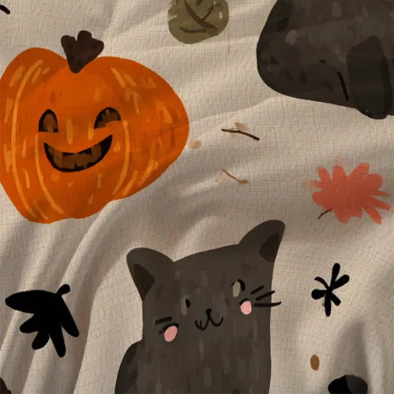 Edredon Calabaza y Gatitos