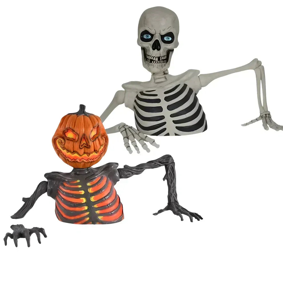Oferta de Halloween para madrugadores: esqueleto gigante con ojos brillantes y sonidos espeluznantes