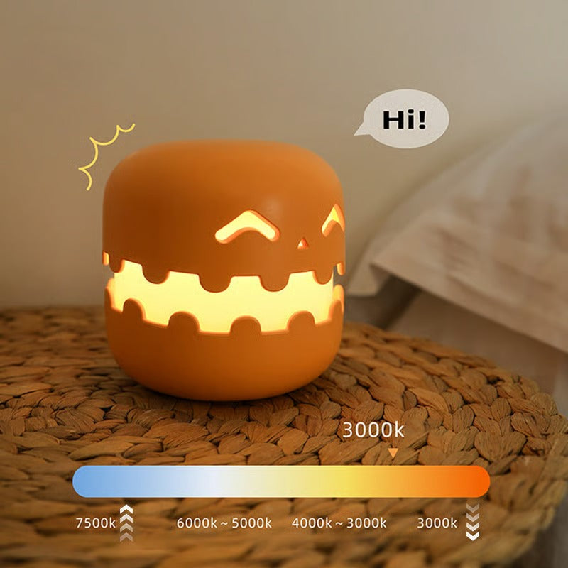 Luz nocturna con temporizador de atenuación y diseño de calabaza de Halloween