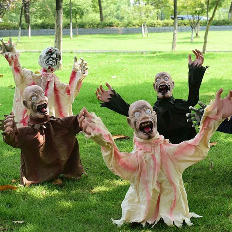 DECORACIÓN ESPELUZNANTE DE ZOMBI BALANCEANTE CON SONIDO Y OJOS LED