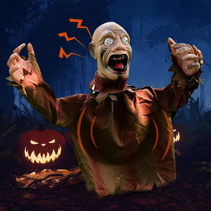 DECORACIÓN ESPELUZNANTE DE ZOMBI BALANCEANTE CON SONIDO Y OJOS LED